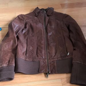 Mackage for Aritzia brown leather jacket!